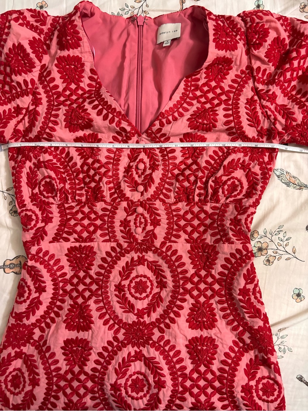 Adelyn Rae Red Embroidered V-Neck Mini Dress - Picture 7 of 9